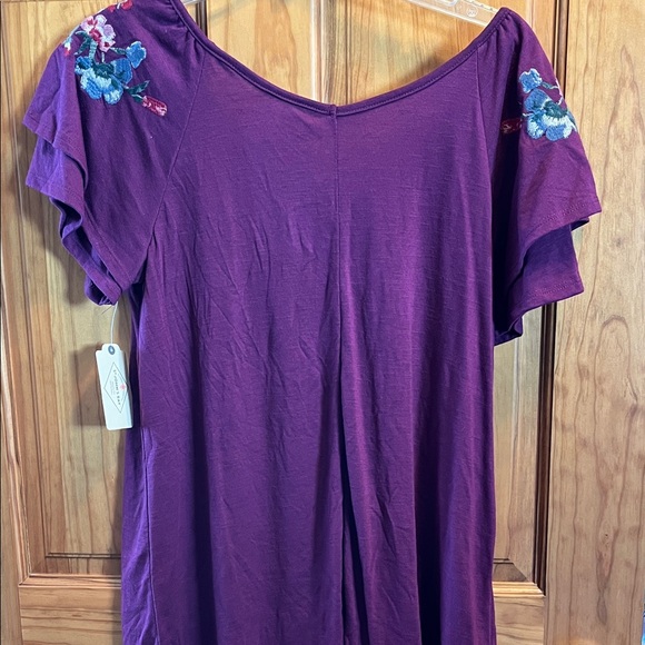 St. John's Bay Purple Floral Short Sleeve Top - Picture 4 of 4